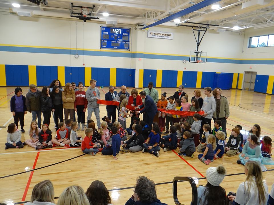 Ribbon cutting celebrating the finished renovation